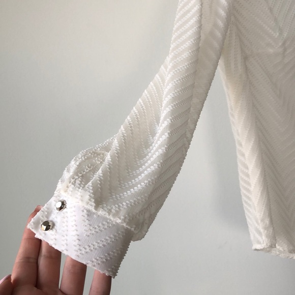 NWOT White Sheer Blouse - Picture 3 of 5